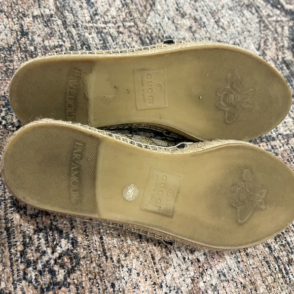 Gucci Pilar GG Supreme Bee Espadrille Flats Canvas Slip On Loafers Size 36.5 - Picture 7 of 7
